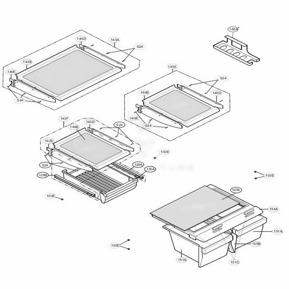 Refrigerator Parts Diagram and Parts List for 65014 ABICSEF LG Refrigerator