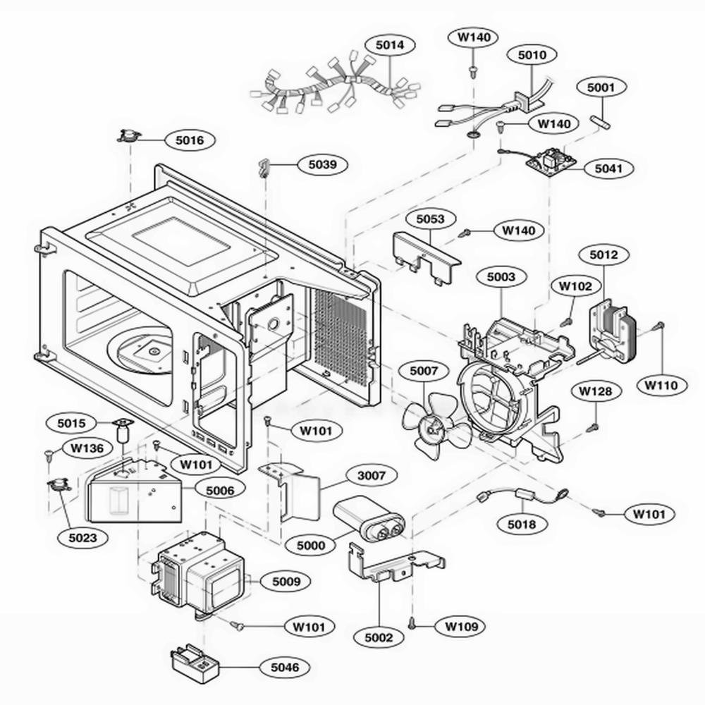 Interior Parts Diagram and Parts List for LD10MPS ASTEAMA LG Range