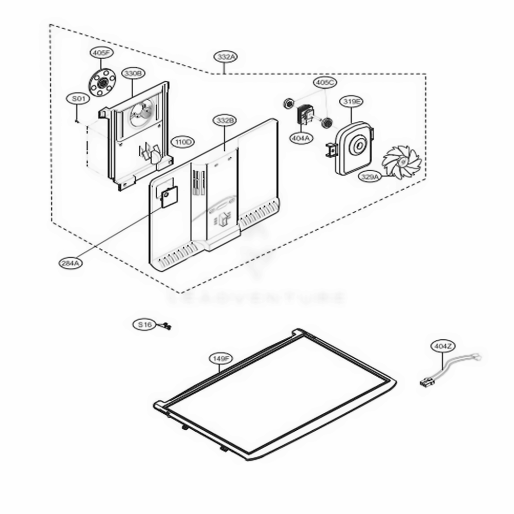 Freezer Parts Diagram and Parts List for LTC24380SB AWBCNA0 LG Refrigerator