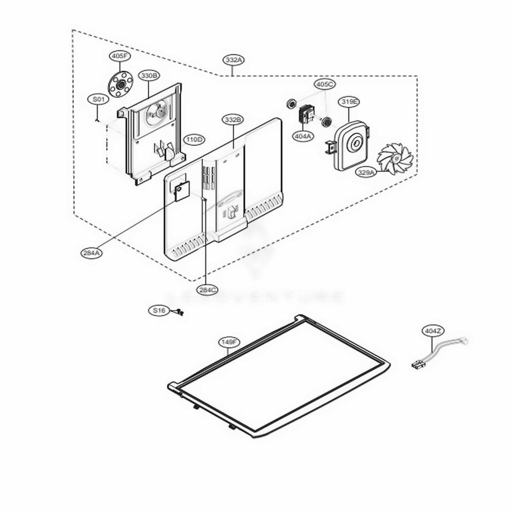 Freezer Part Diagram and Parts List for LTCS20220S ASTCNA0 LG Refrigerator