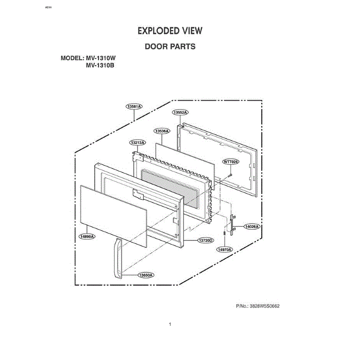 Section 3 Diagram and Parts List for MV-1310B BKEGSE LG Microwave Oven Combo