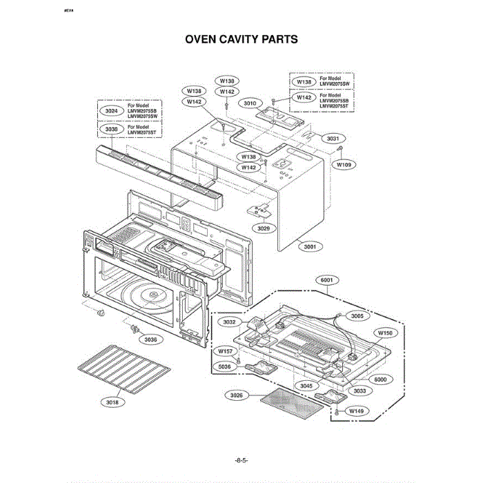 Section 6 Diagram and Parts List for LMVM2075SW AWHELGA LG Microwave Oven Combo