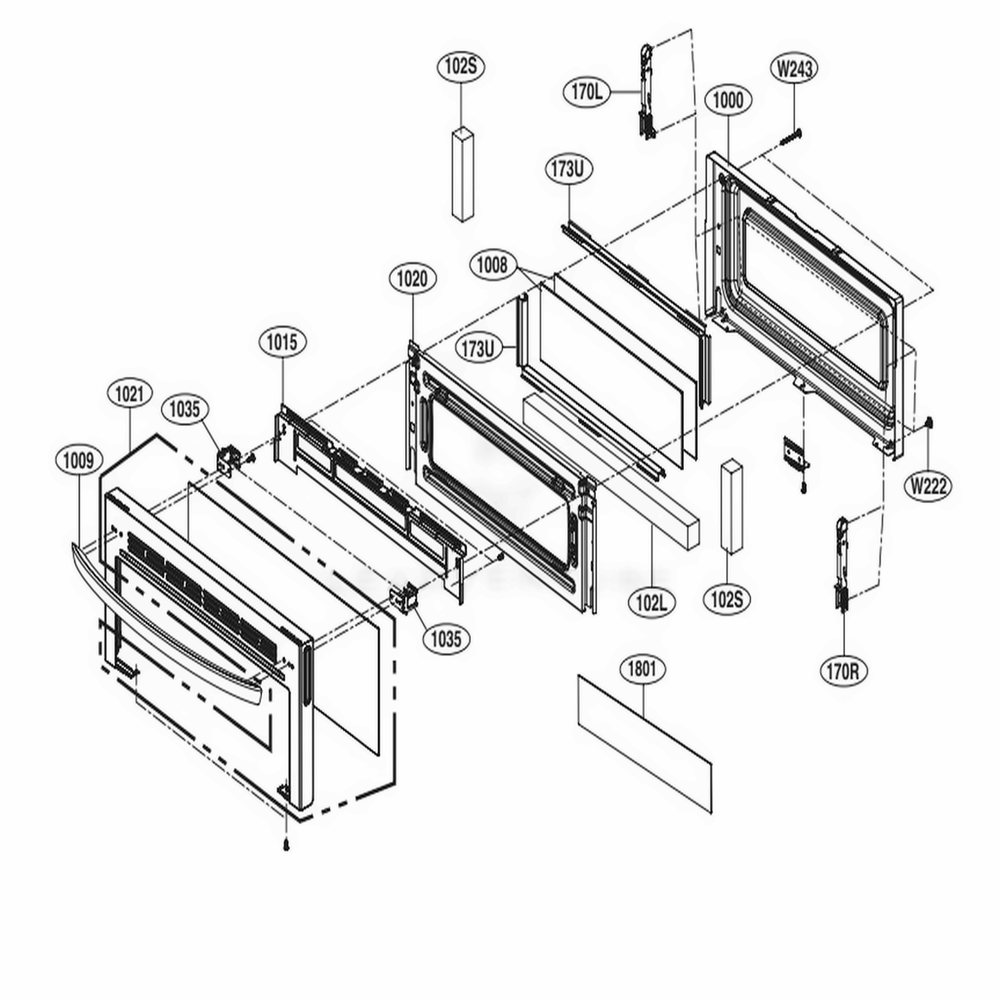 Upper Door Parts Diagram and Parts List for LTG4715BD ABDELGA LG Range