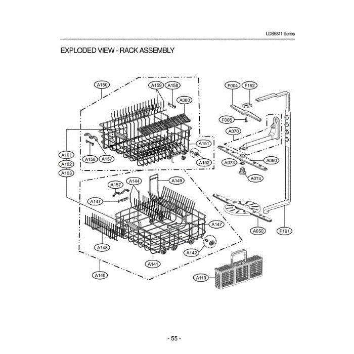 Section 5 Diagram and Parts List for LDS5811WW ABWEEUS LG Dishwasher