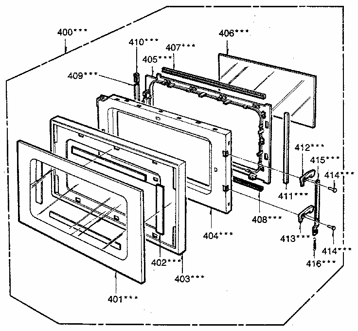 Door Diagram and Parts List for 7218943580  Kenmore Microwave