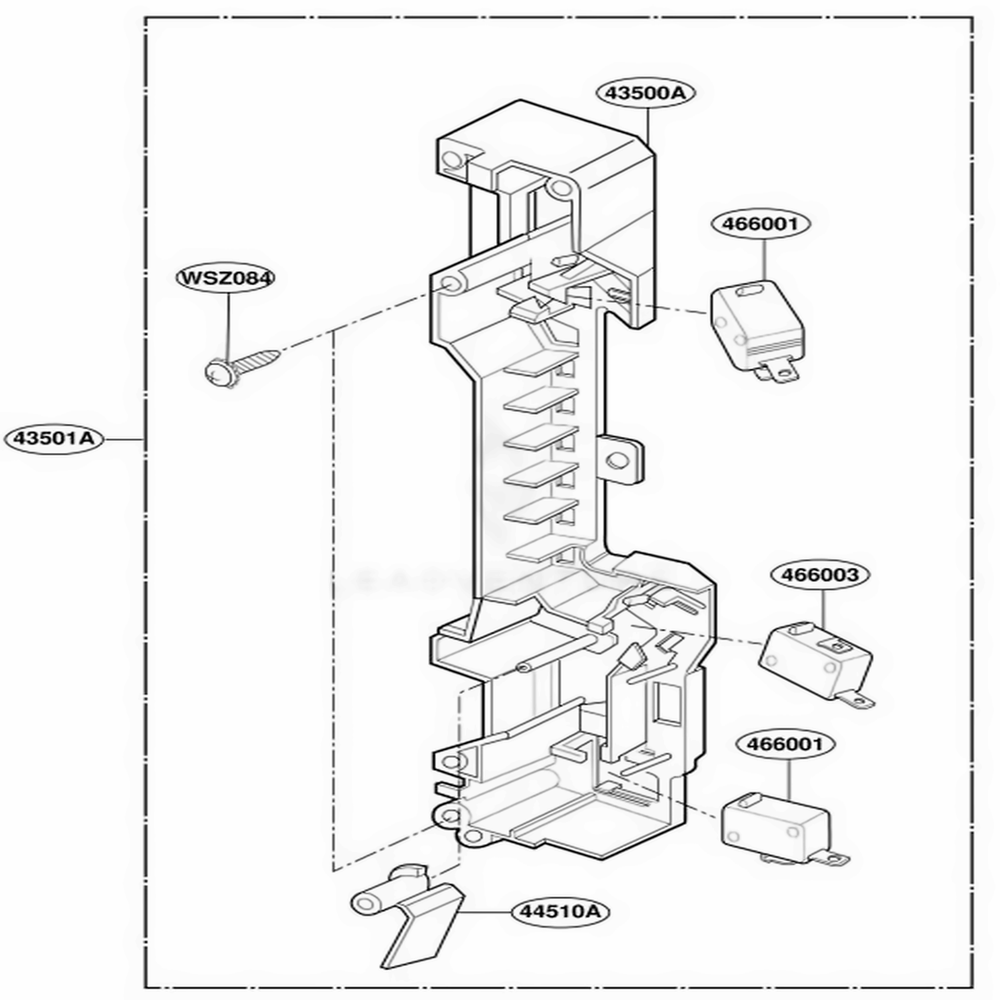 Latch Board Parts Diagram and Parts List for TMH14XLT1 AB6EEST LG Range