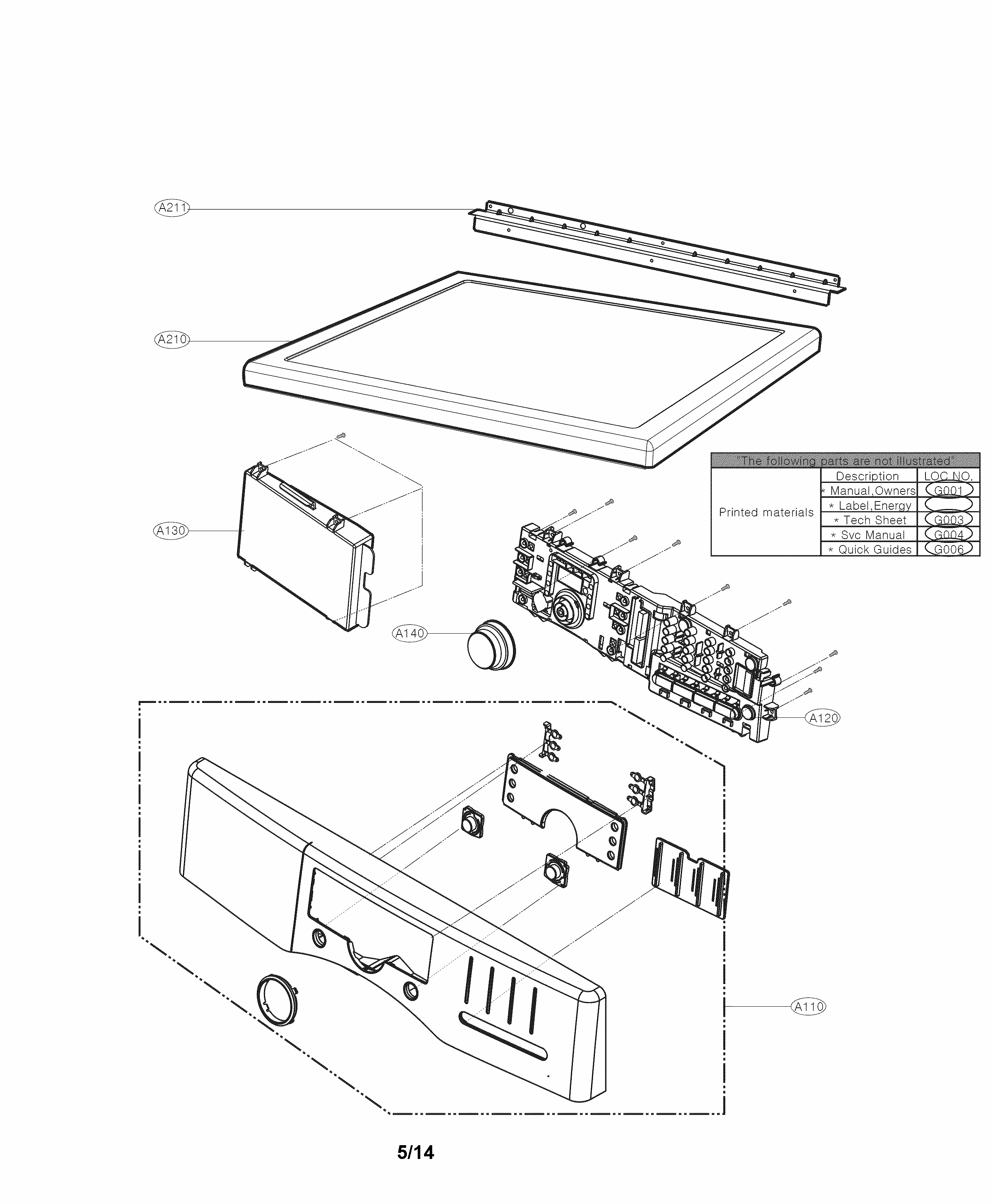 Control Panel Parts Diagram and Parts List for 79681172210  Kenmore Dryer