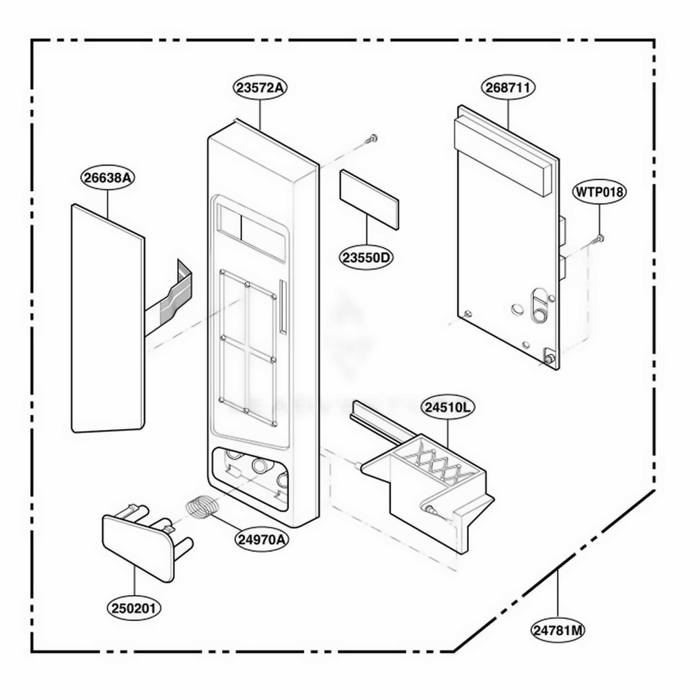 Control Panel Parts Diagram and Parts List for F1361E BKEAMA LG Range