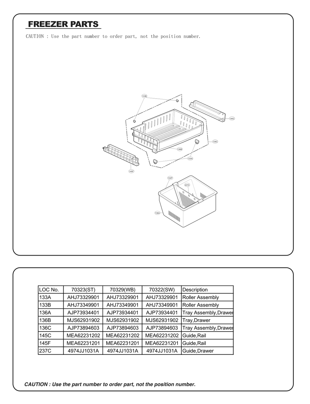 Freezer Parts Diagram and Parts List for GC-L258VQXD AWBCSE2 LG Refrigerator