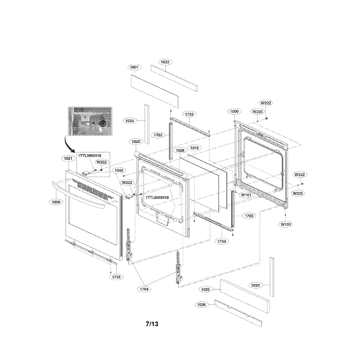 Door Diagram and Parts List for LRE3021ST 00 LG Range