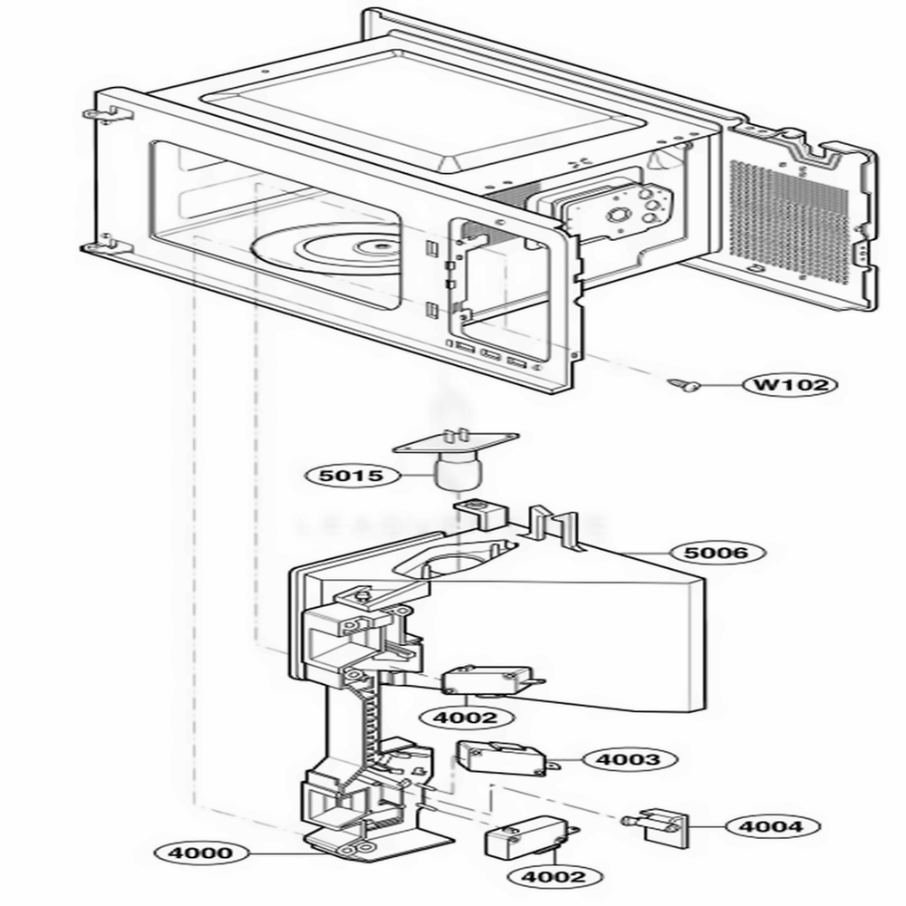 Latch Board Parts 2 Diagram and Parts List for 62464 ABSESEA LG Wall Oven