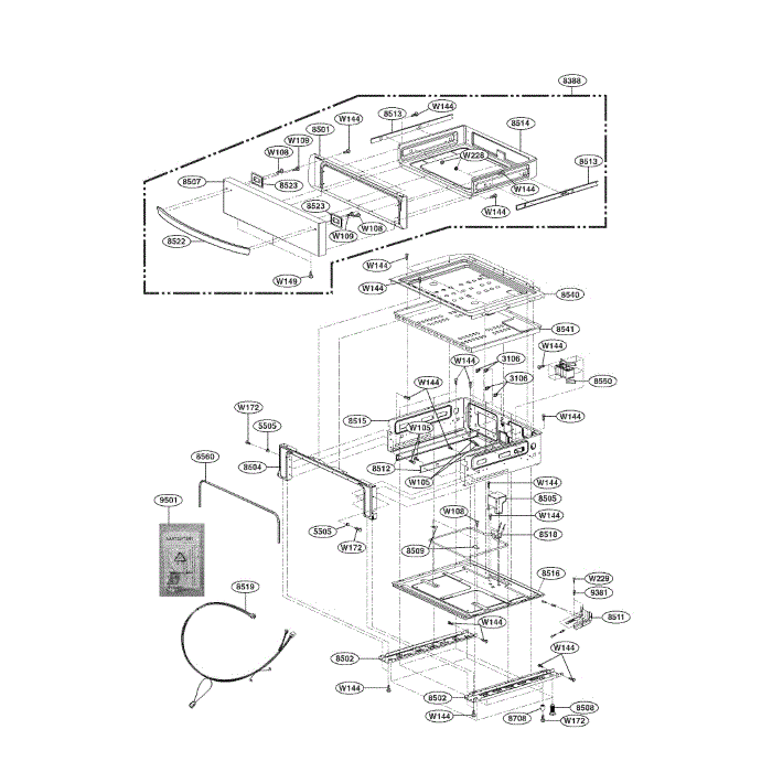 Drawer Diagram and Parts List for LRG3097ST 00 LG Range
