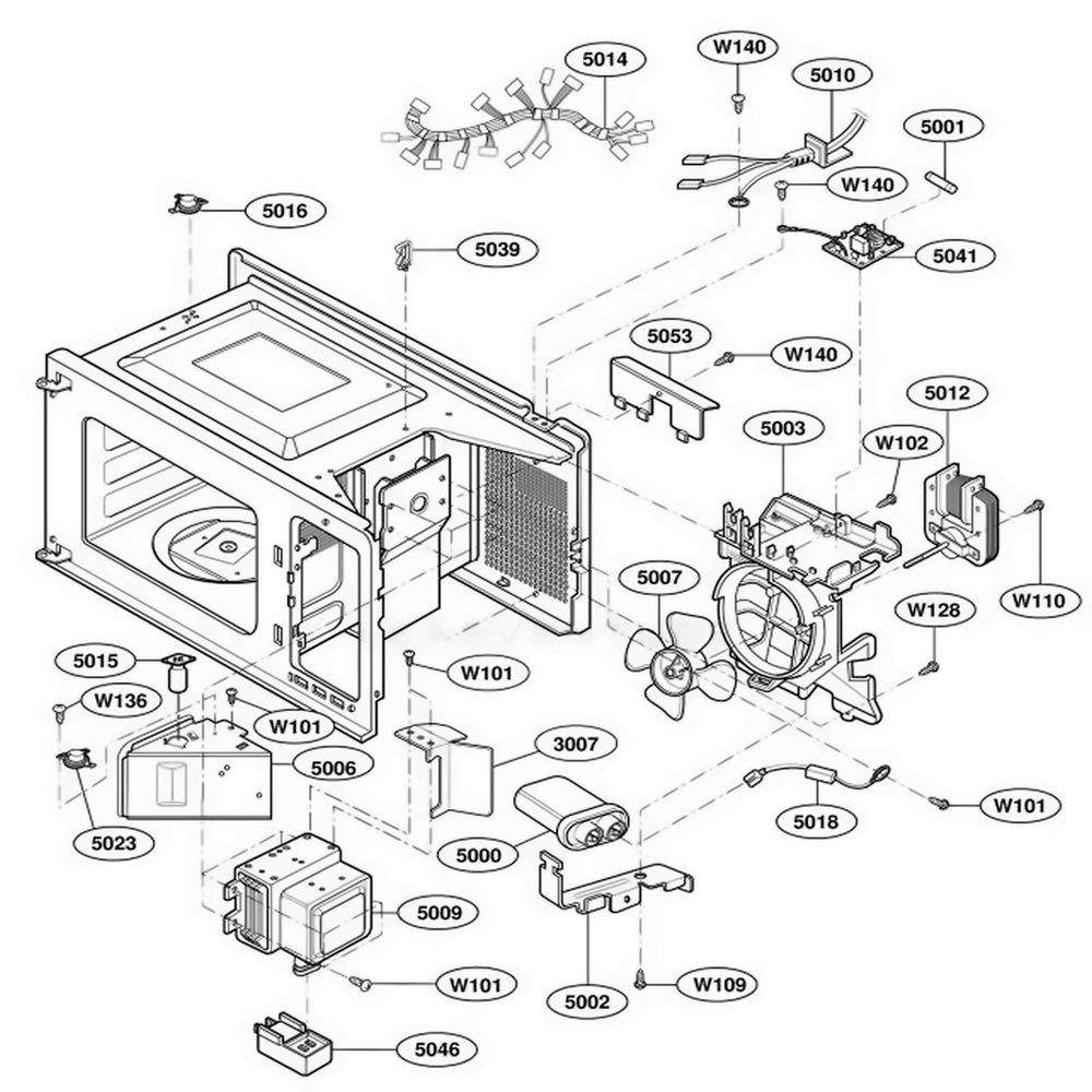 Interior Parts Diagram and Parts List for LD10MP AG1EAMA LG Wall Oven