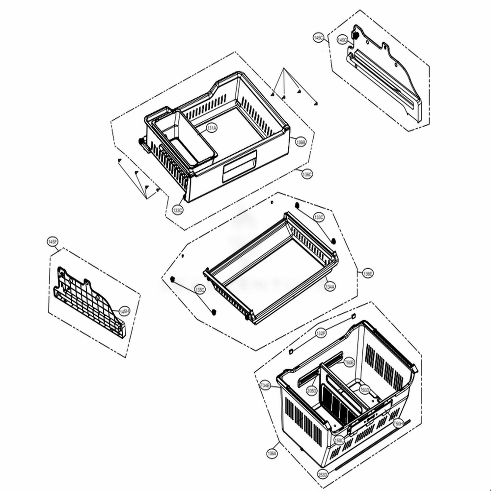 Freezer Parts Diagram and Parts List for 73163 ASTCSE0 LG Refrigerator