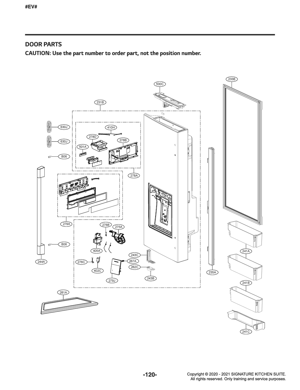 Door Parts 1 Diagram and Parts List for GR-J248FSYM ASTCNA0 LG Refrigerator