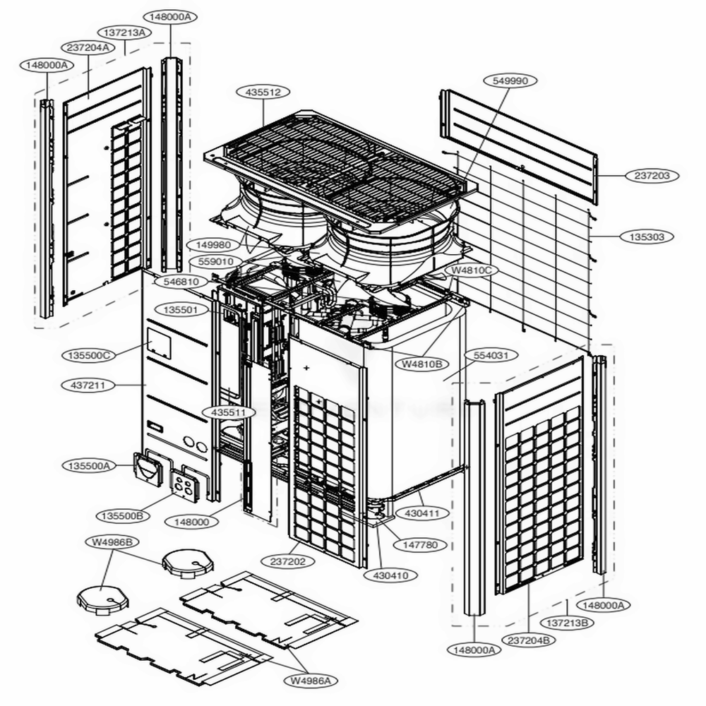 Main 2 Diagram and Parts List for ARUM168DTE5 AWGBLUS LG Air Conditioner