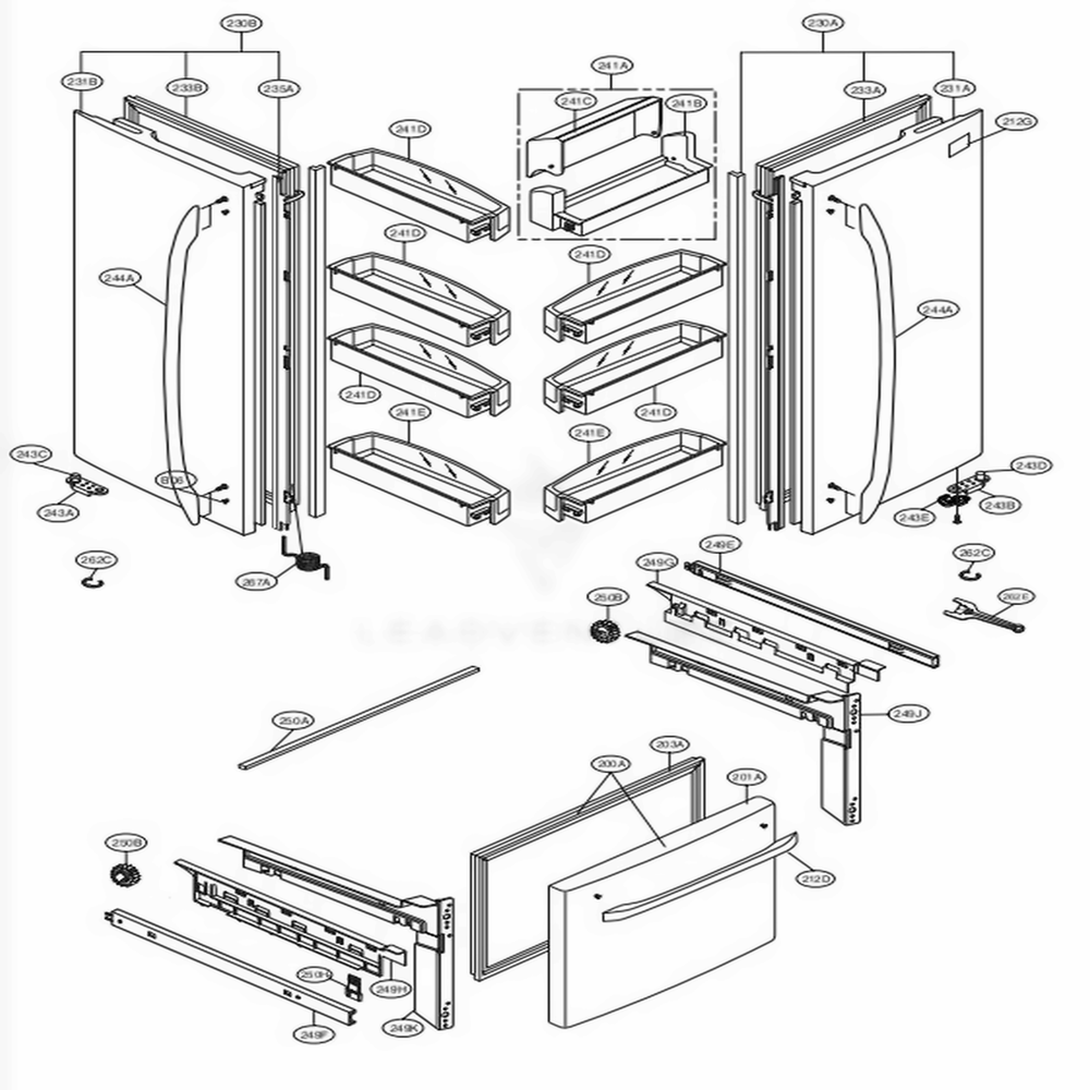 Door Parts Diagram and Parts List for LFC21776ST ASTCNA5 LG Refrigerator