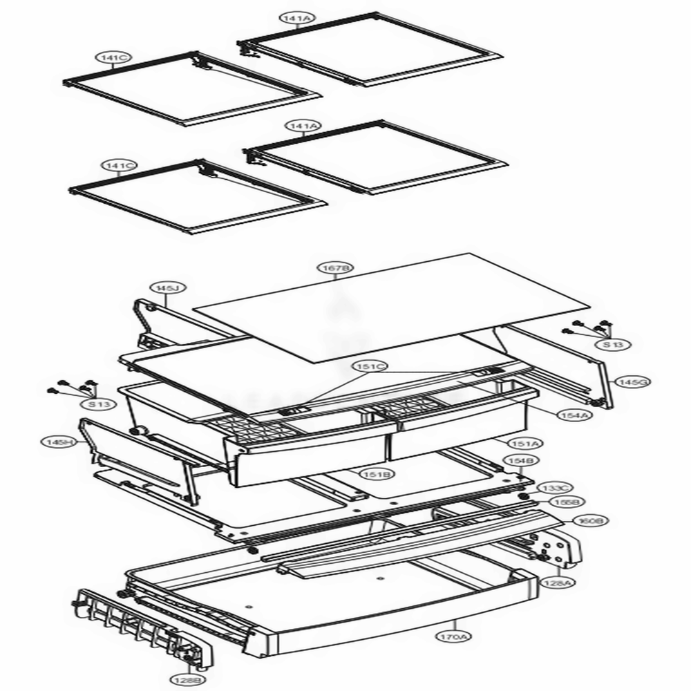 Refrigerator Parts Diagram and Parts List for LFC22770SW ASWCNA2 LG Refrigerator