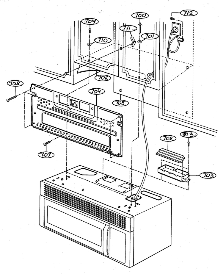 Installation Parts Diagram and Parts List for MV-1330B  LG Microwave