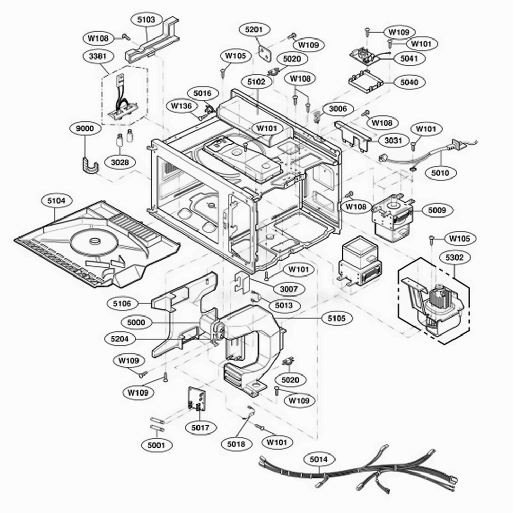 Interior Parts Diagram and Parts List for DFS18G ASTQMTR LG Range