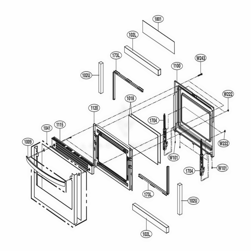 Lower Door Parts Diagram and Parts List for LTG4715ST ASTELGA LG Range