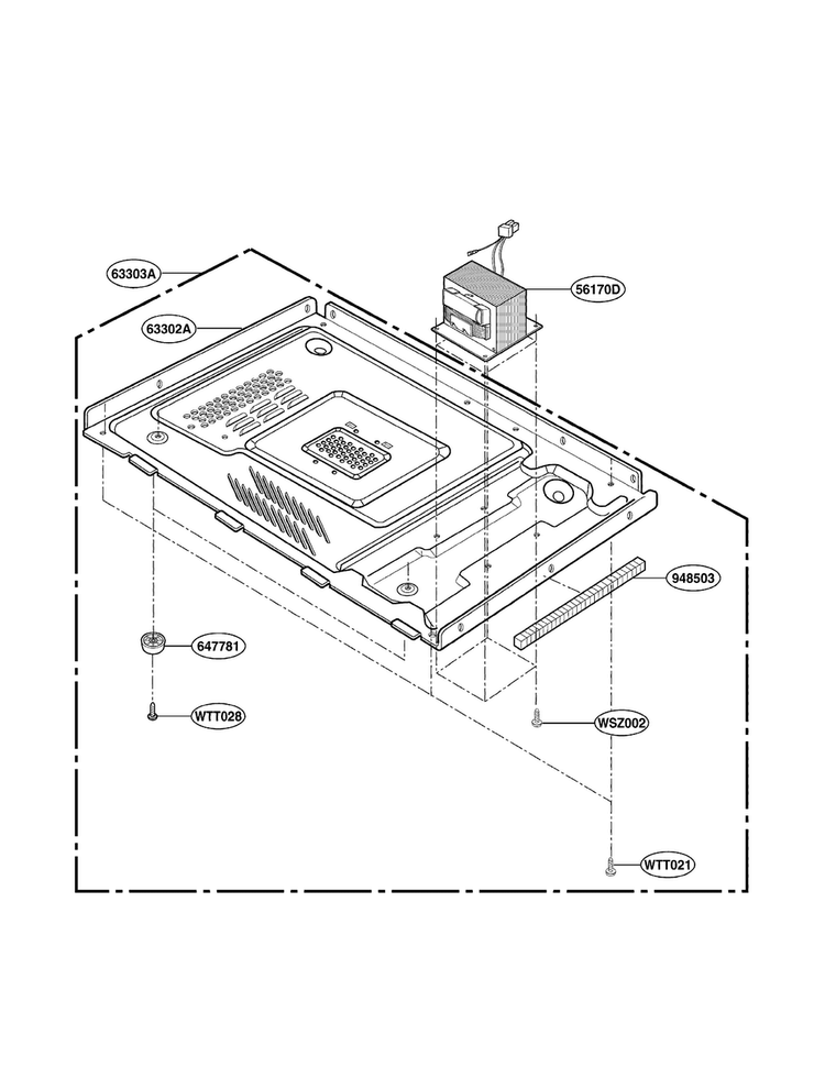 Base Plate Parts Diagram and Parts List for MA-1011W  LG Microwave