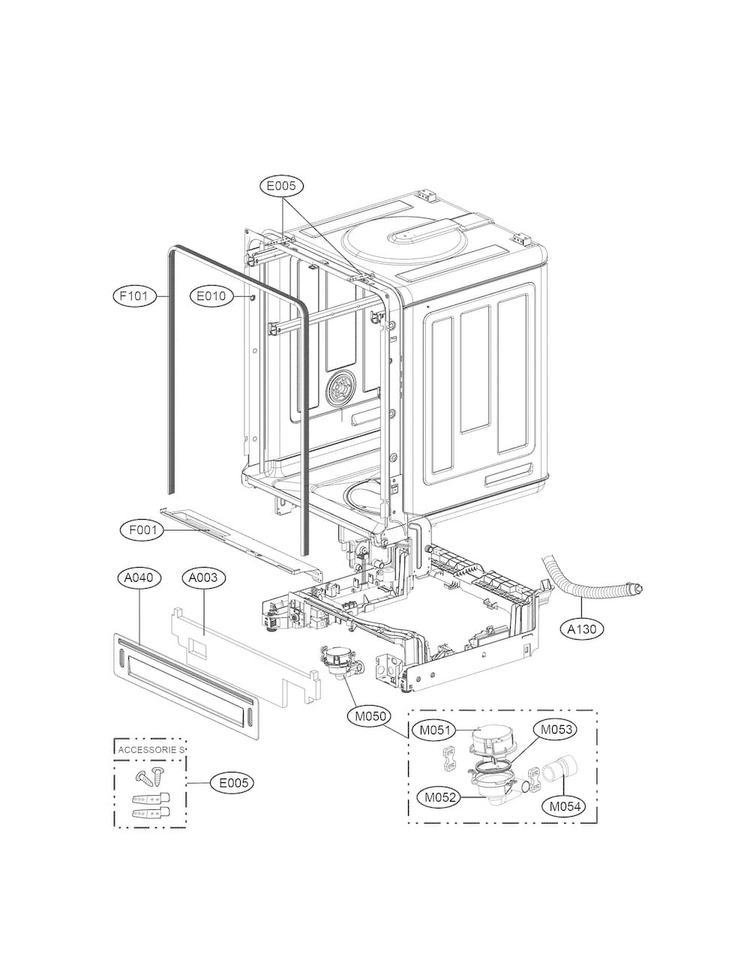 Cabinet Parts Diagram and Parts List for LDF7774BB  LG Dishwasher