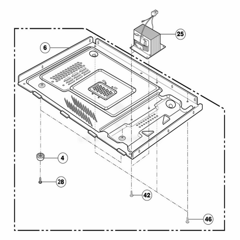 Base Plate Parts Diagram and Parts List for NNS723BL KBKEMAT LG Range
