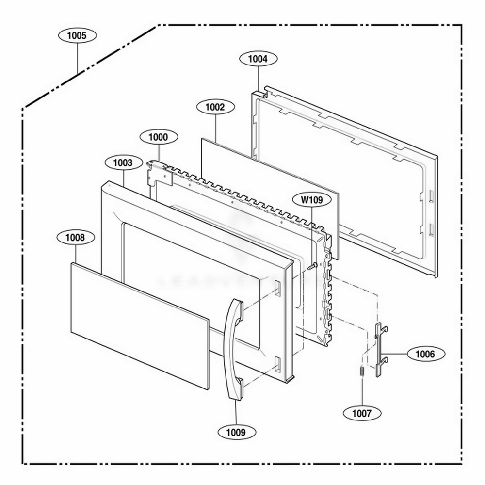 Door Parts Diagram and Parts List for GH7155XKB ABKEWRP LG Range