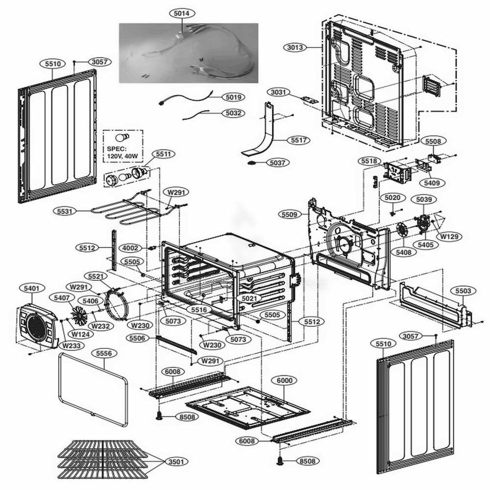 Lower Cavtiy Parts Diagram and Parts List for LDE4411ST ASTLLGA LG Range