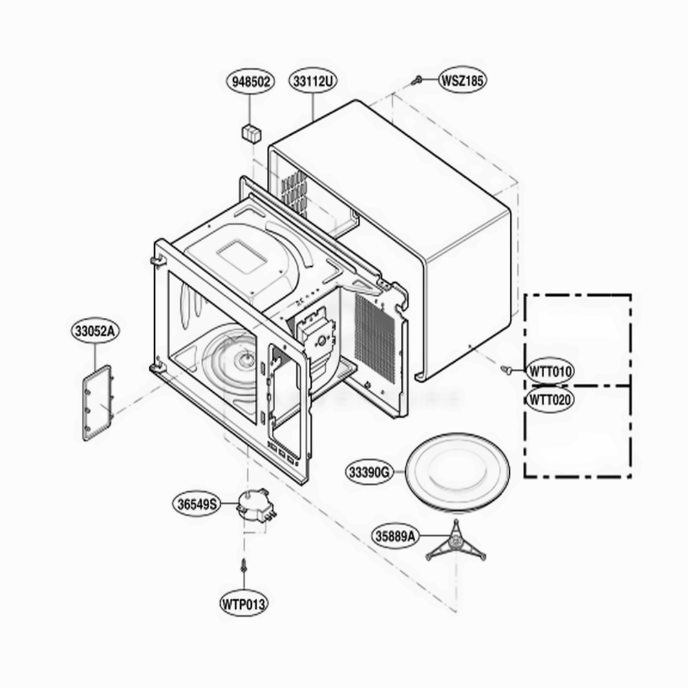 Oven Cavity Parts Diagram and Parts List for LRM1250W CWHELGA LG Wall Oven
