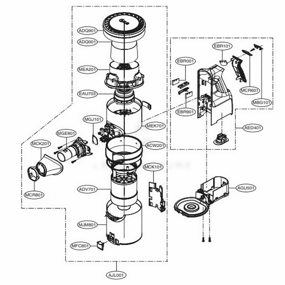 Handle Assembly Diagram and Parts List for A902RM ABRELGA LG Upright Vacuum