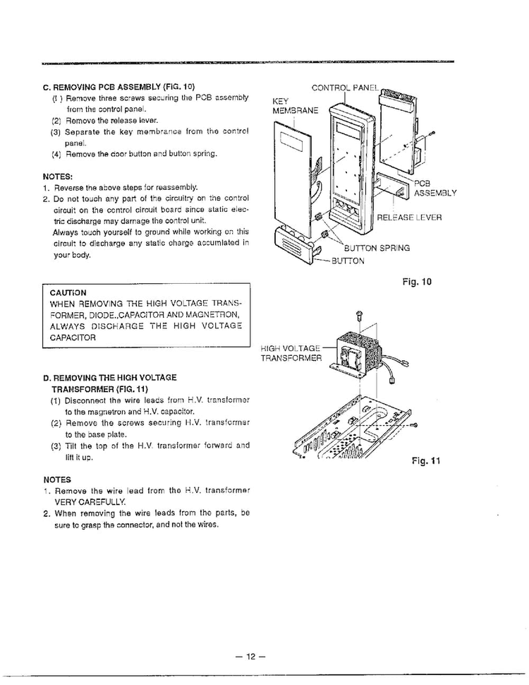 Disassembly/parts Procedure Page 2 Diagram and Parts List for MA-1554M  LG Microwave