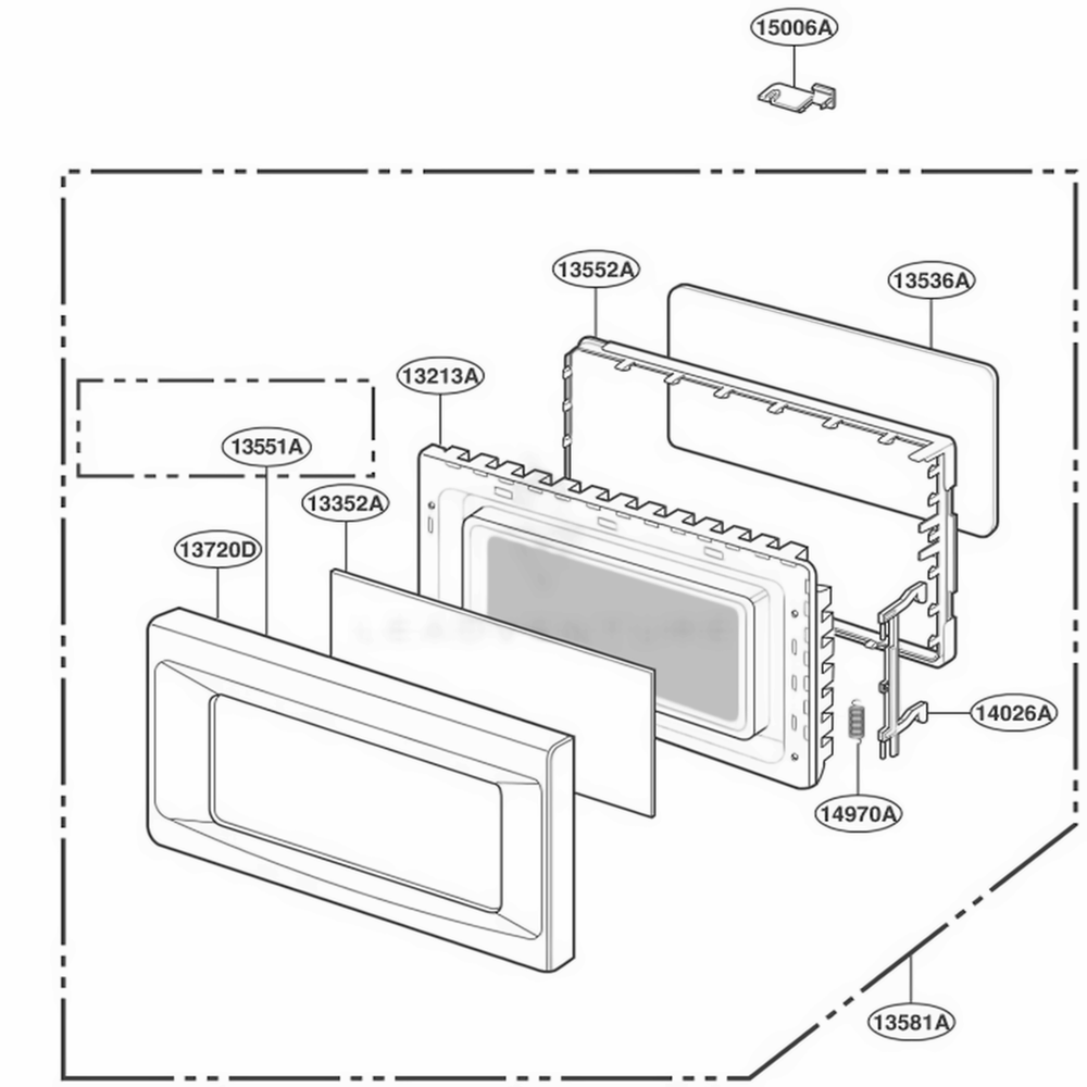 Door Parts Diagram and Parts List for YKCMS145JBT0 ABSEKAC LG Range