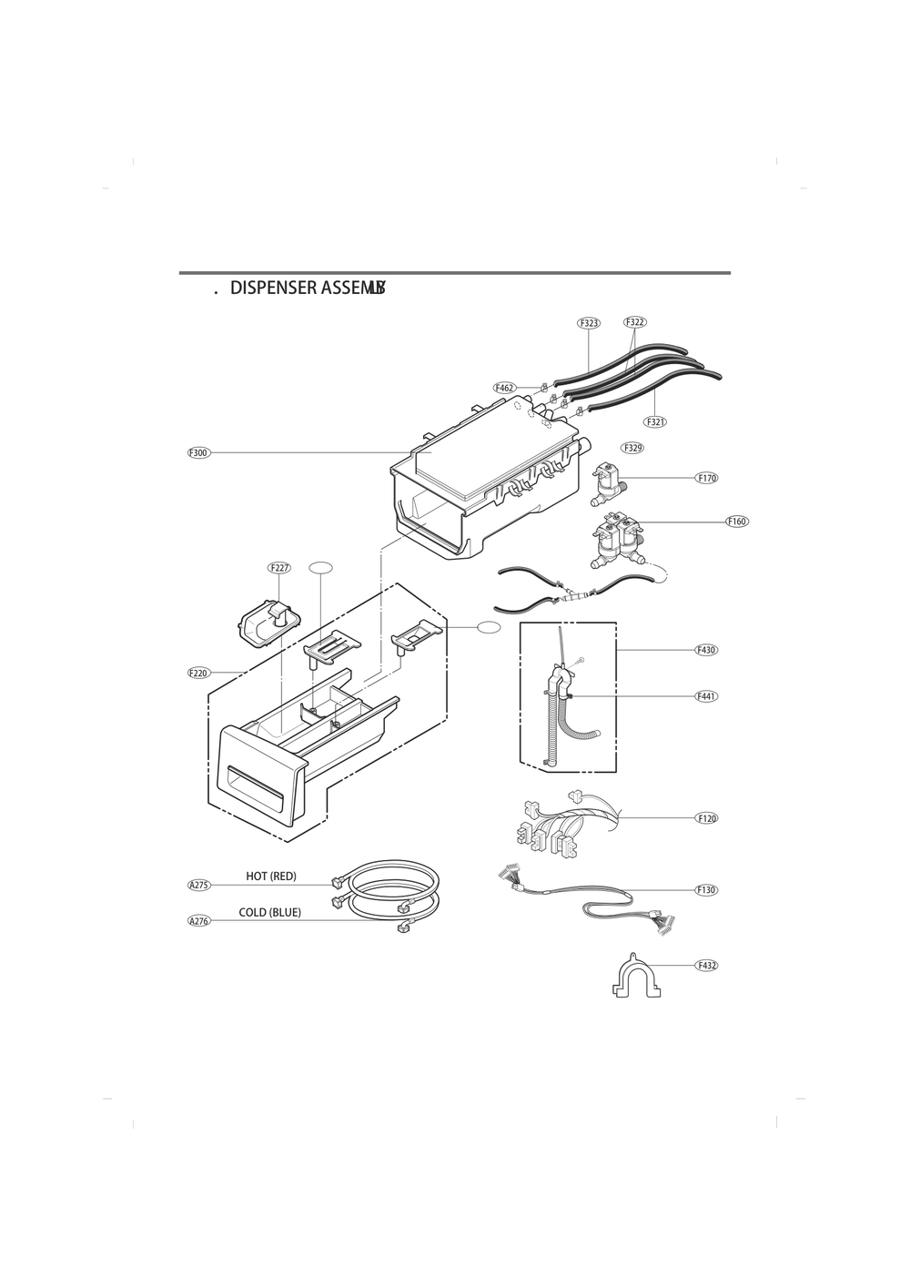 Dispenser Assembly Diagram and Parts List for FH4F2CDYP7 ASSEPUS LG Washer