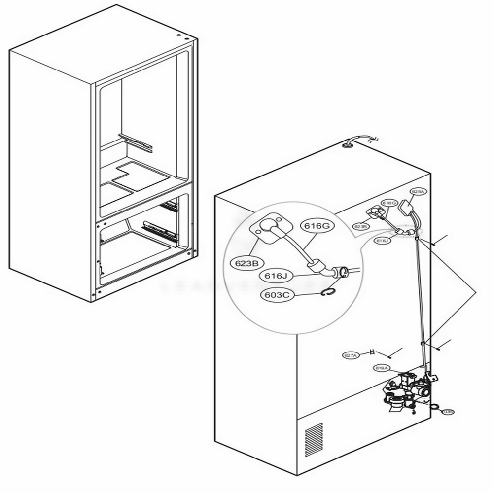 Valve And Water Tube Parts Diagram and Parts List for LFXS30766D ASBCNA2 LG Refrigerator