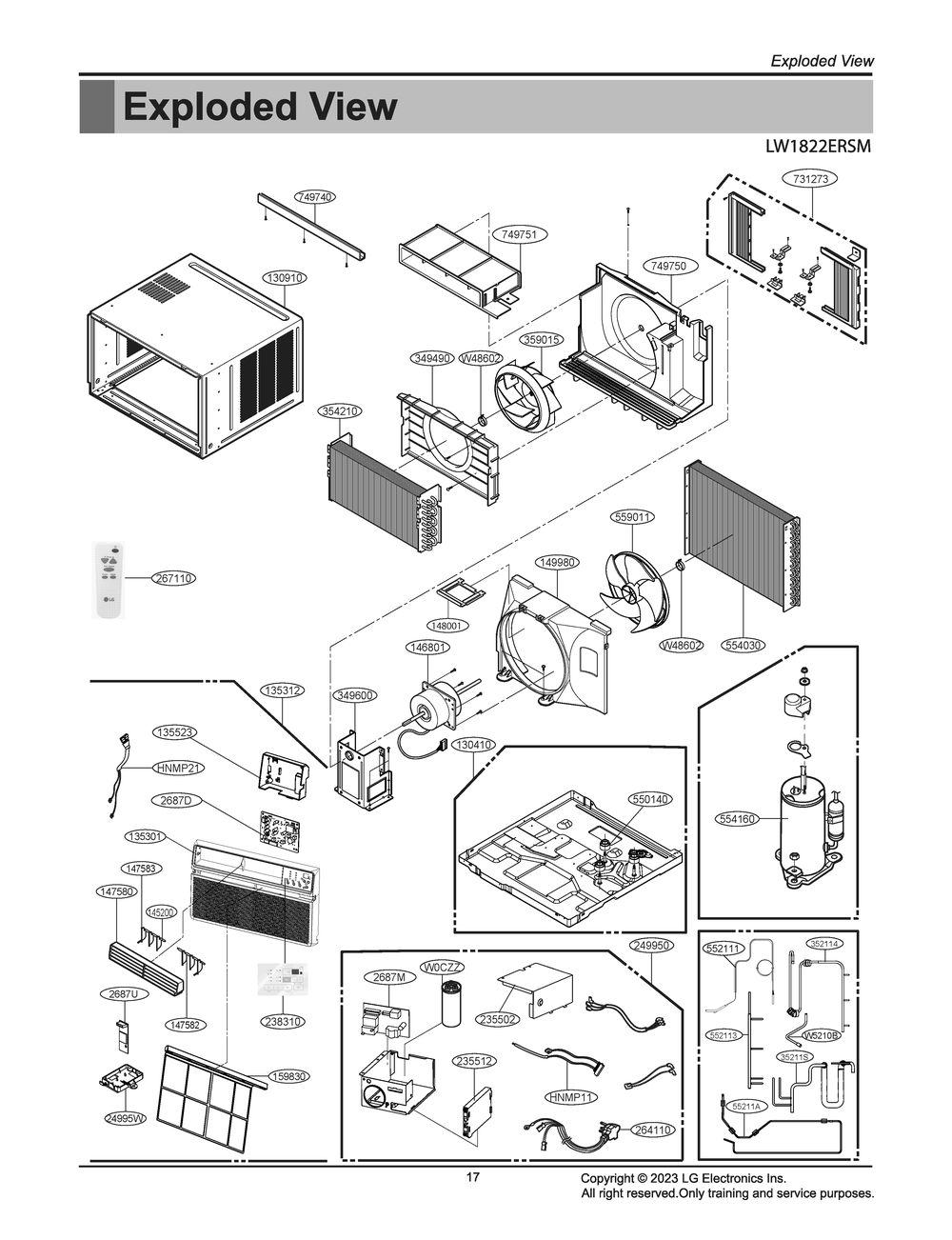 Diagram 1 Diagram and Parts List for W3NC18TNFM5 AT3AYOW LG Air Conditioner