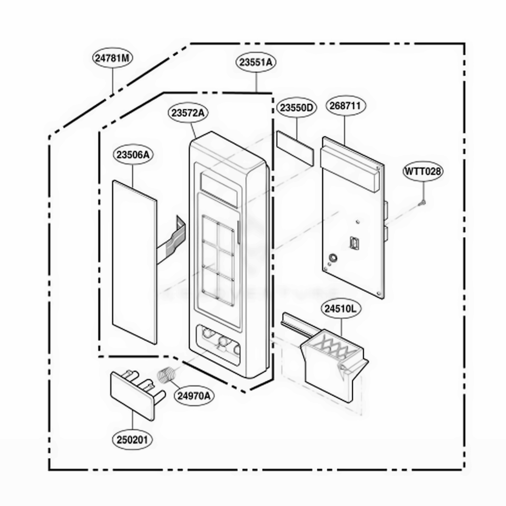 Control Panel Parts Diagram and Parts List for MT4110SKB CB1EWRP LG Wall Oven