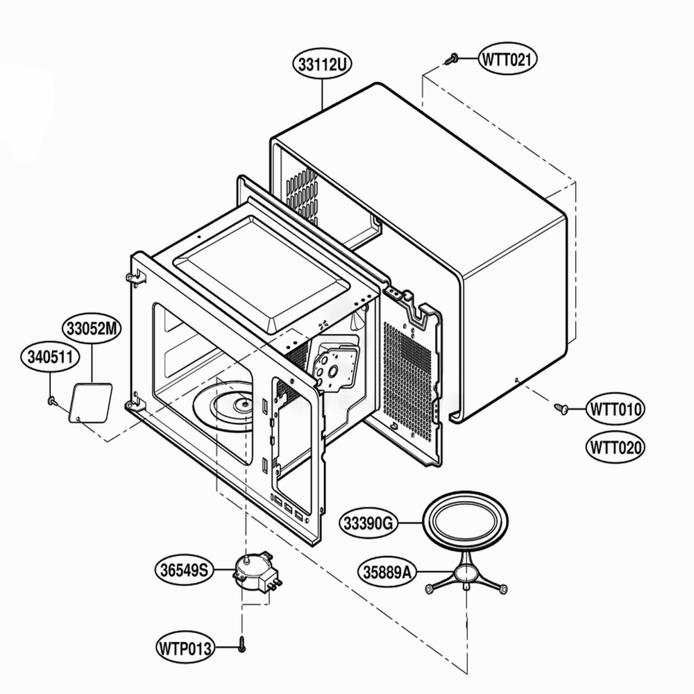 Oven Cavity Parts Diagram and Parts List for 87139 ABKESEC LG Range