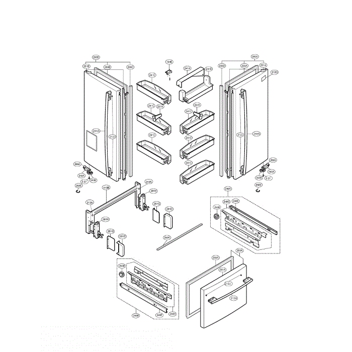 Doors Diagram and Parts List for LFD22860ST 00 LG Refrigerator
