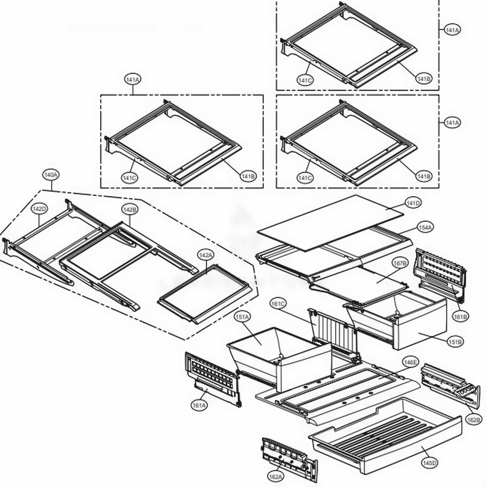 Refrigerator Parts Diagram and Parts List for 71069 AWBCSE2 LG Refrigerator