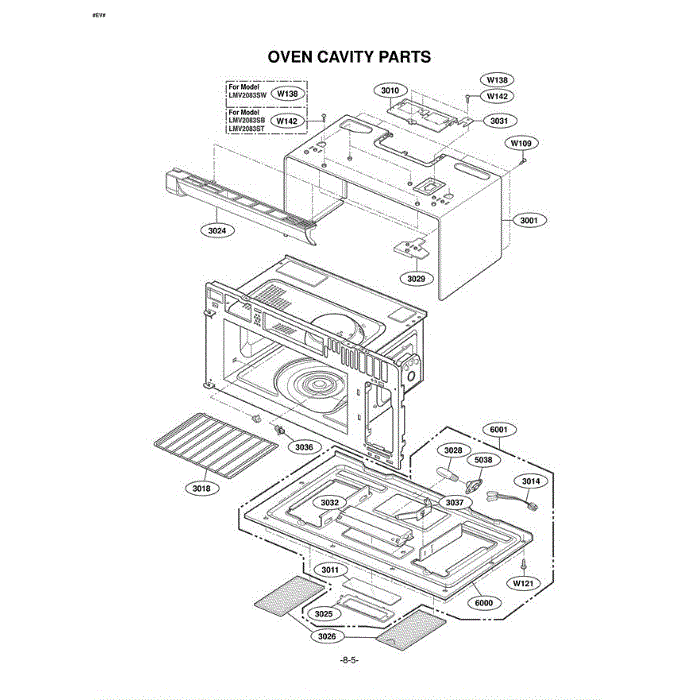Section 5 Diagram and Parts List for LMV2083ST ASBELGA LG Microwave Oven Combo