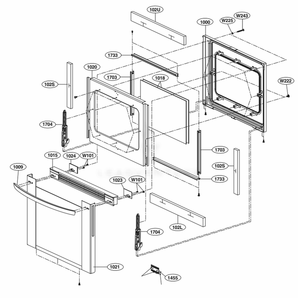 Door Parts Diagram and Parts List for LRG3091ST FS3ELGA LG Range