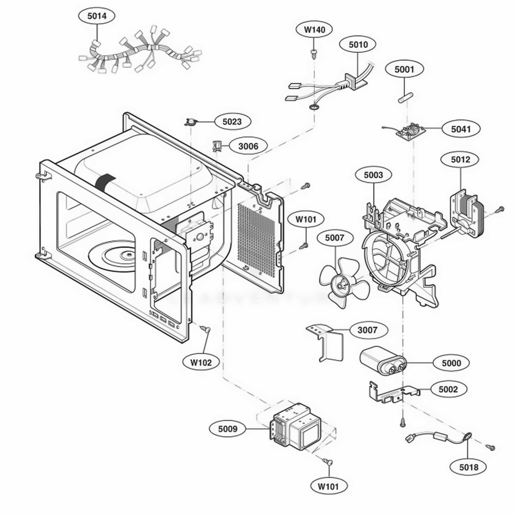 Interior Parts Diagram and Parts List for LCS2045WBK CSLELGA LG Range