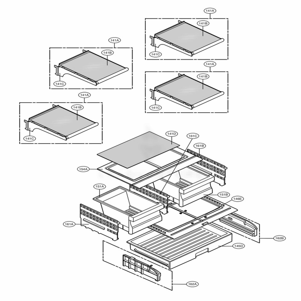 Refrigerator Parts Diagram and Parts List for 71019 AWBCSE1 LG Refrigerator