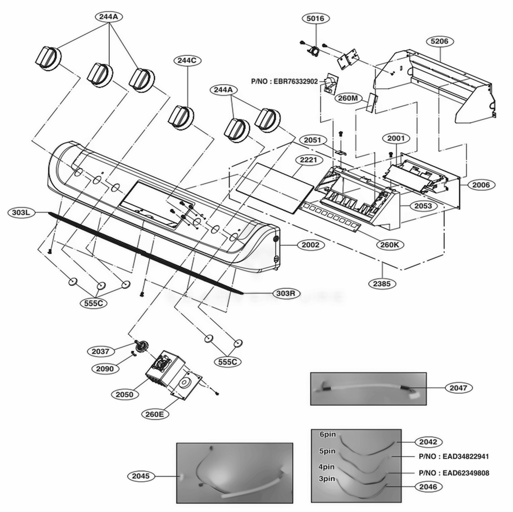 Control Parts Diagram and Parts List for LSG4513ST ASTELGA LG Range