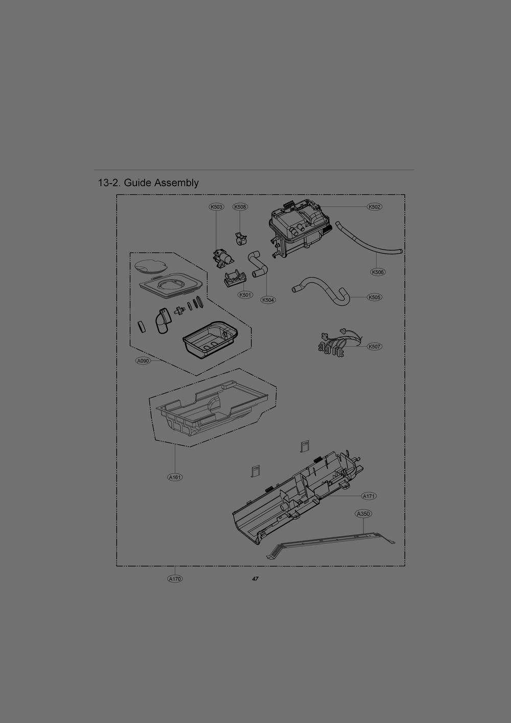 Guide Assembly Diagram and Parts List for RV1380AS ABWEEUS LG Dryer