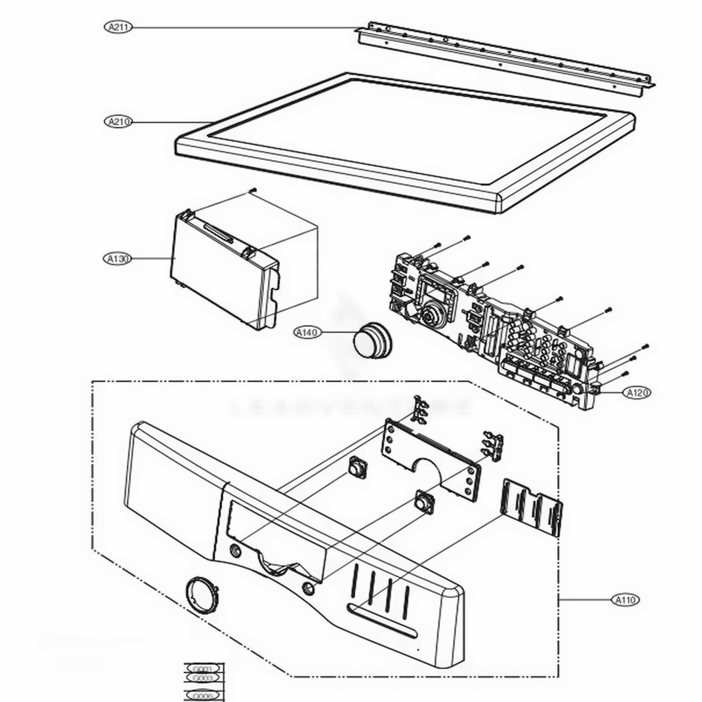 Control Panel And Plate Assembly Diagram and Parts List for 90311 ABWESEC LG Dryer