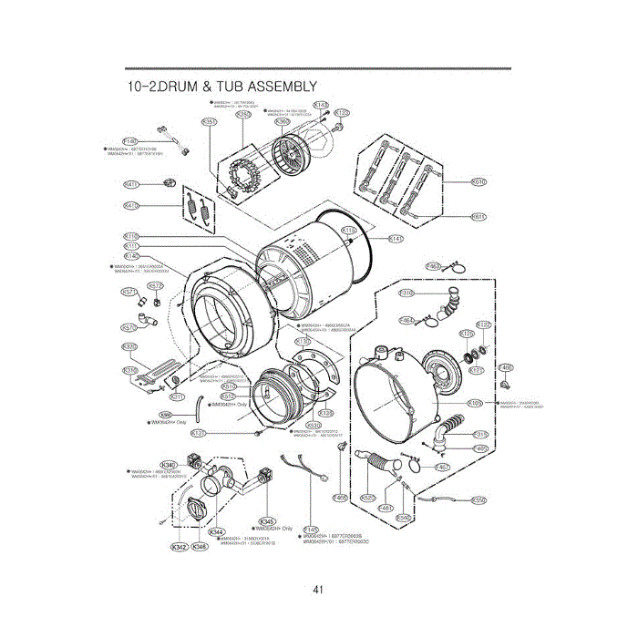 Section 2 Diagram and Parts List for WM0642HW ABWEEUS LG Washer