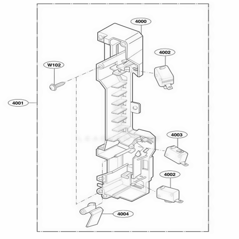 Latch Board Parts Diagram and Parts List for 63769 ABKESEA LG Range